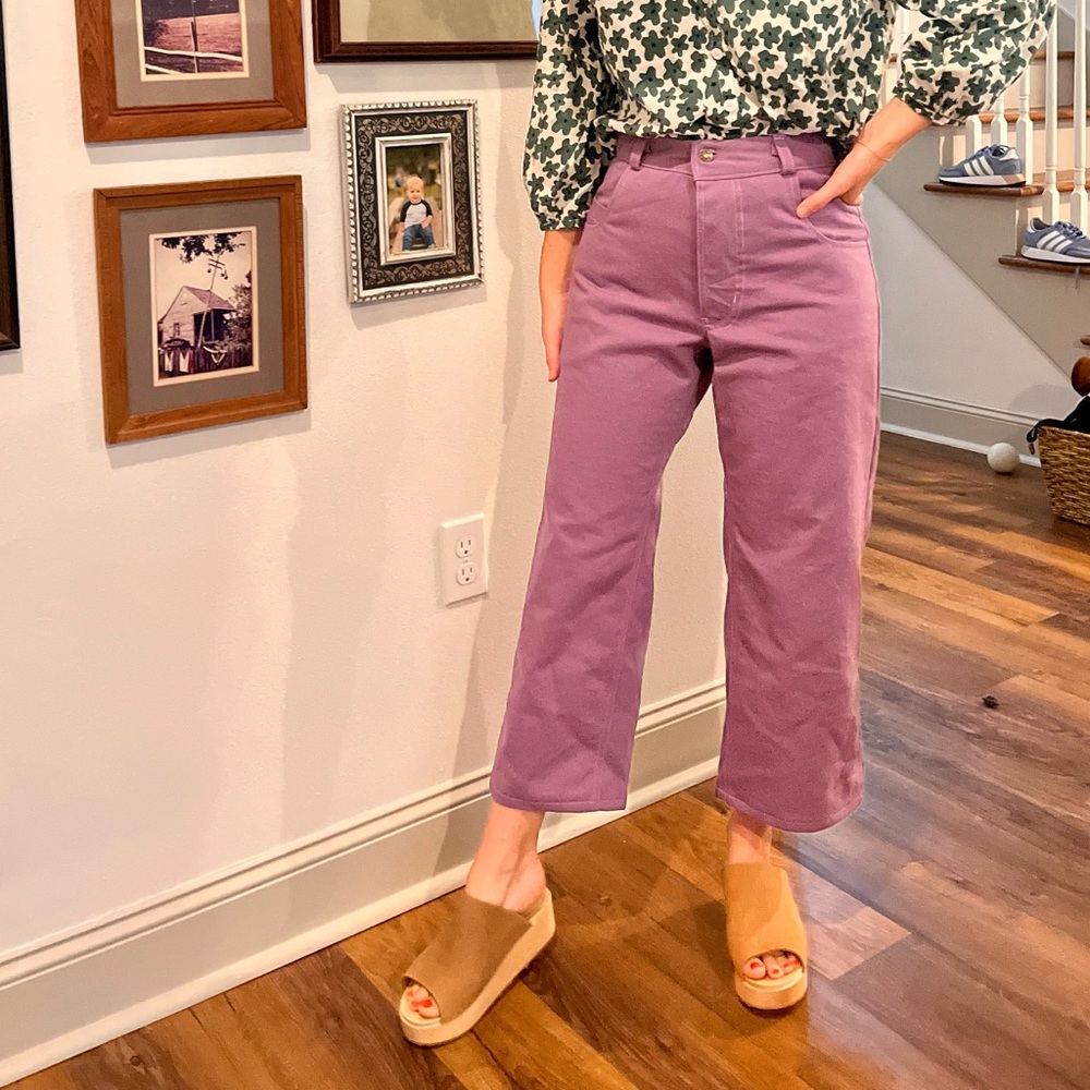 One of a kind handmade Purple Cropped Pants